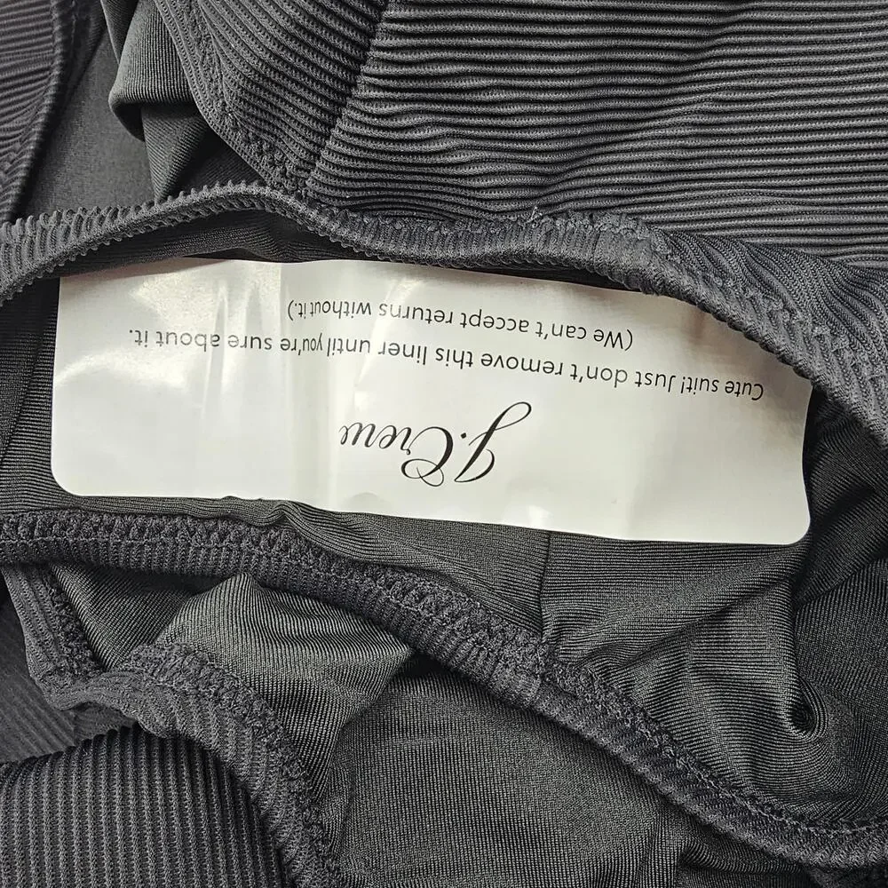 J, Crew Woman size 22 Ribbed Square neck One Piece Swimsuit Black Scoop Back NEW